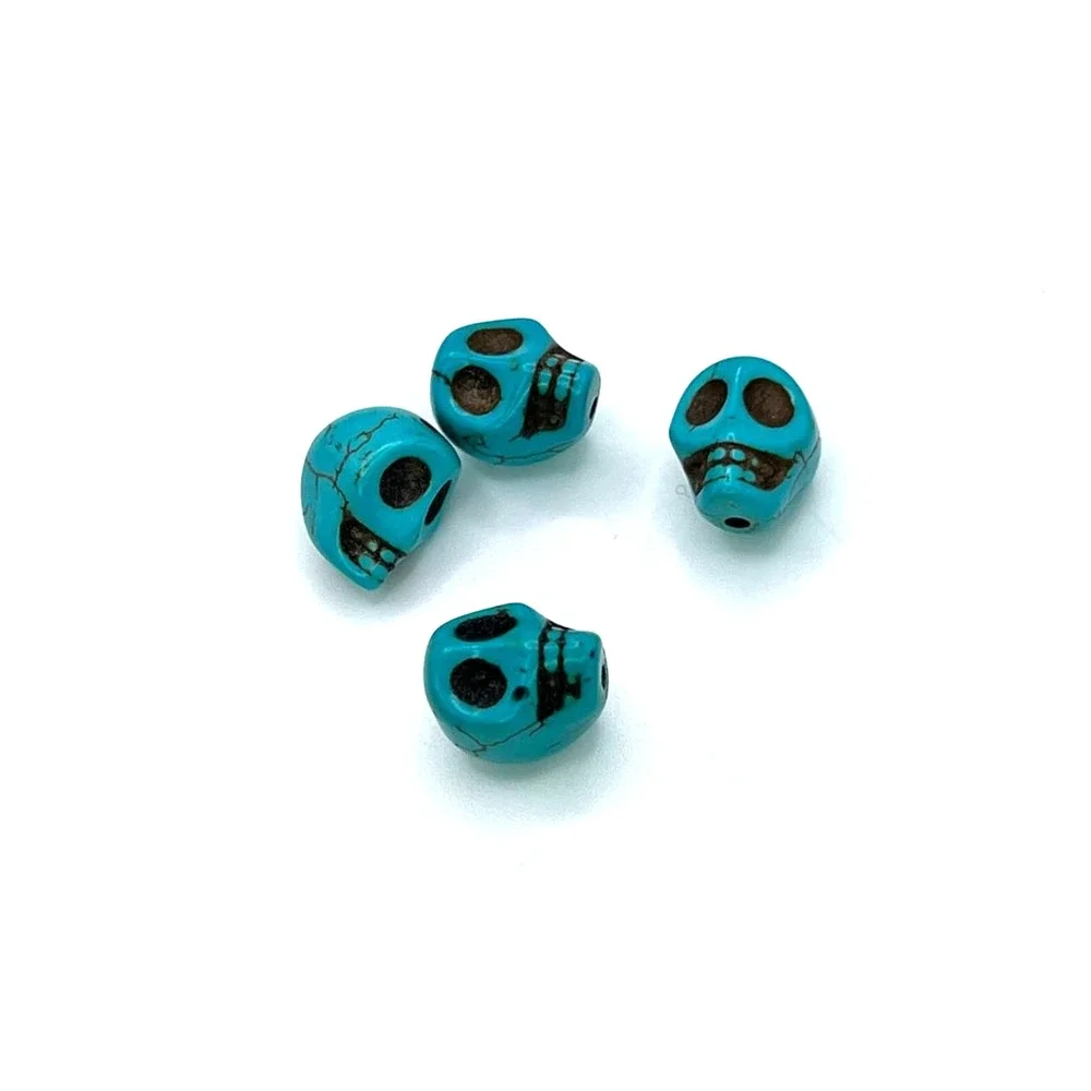 Turquoise hand carved skull beads - Picture 1 of 7